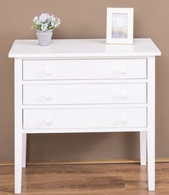 Casa Padrino Landhausstil Massivholz Kommode mit 3 Schubladen Weiß 80 x 41 x H. 75 cm
