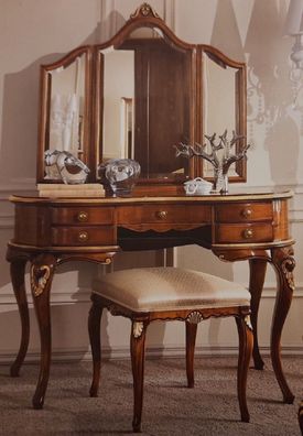 Casa Padrino Luxus Barock Schlafzimmer Set Dunkelbraun / Gold - 1 Barock Schminkkommo