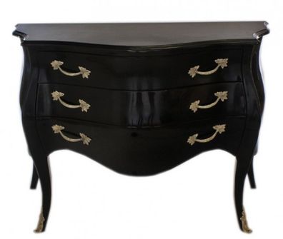 Casa Padrino Barock Kommode Schwarz - Handgefertigt aus Massivholz- Limited Edition