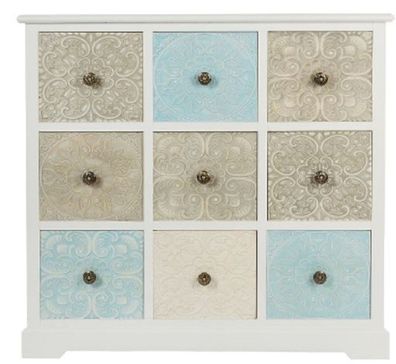 Casa Padrino Landhausstil Kommode mit 9 Schubladen Weiß / Mehrfarbig 100 x 40 x H. 92