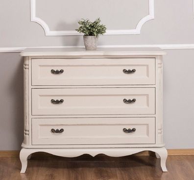 Casa Padrino Landhausstil Kommode mit 3 Schubladen Antik Hellgrau 110 x 48 x H. 89 cm