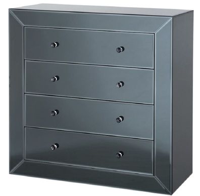 Casa Padrino Luxus Spiegelglas Kommode mit 4 Schubladen Schwarz 100 x 47 x H. 100 cm