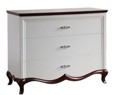 Casa Padrino Luxus Art Deco Kommode mit 3 Schubladen Weiß / Dunkelbraun 114 x 46,5 x