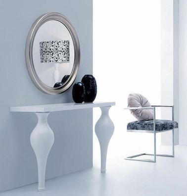 Casa Padrino Neoklassik Konsole Hochglanz Weiß 121 x 39,8 x H. 75,5 cm - Massivholz K