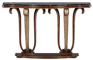 Casa Padrino Luxus Barock Konsole Braun / Gold / Schwarz 145 x 42 x H. 90 cm - Mahago