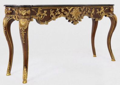 Casa Padrino Luxus Barock Konsole Dunkelbraun / Gold / Schwarz 155 x 45 x H. 80 cm