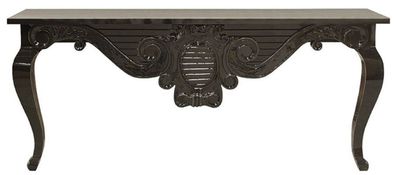Casa Padrino Luxus Barock Konsole Schwarz 200 x 45 x H. 85 cm - Handgefertigter Massi