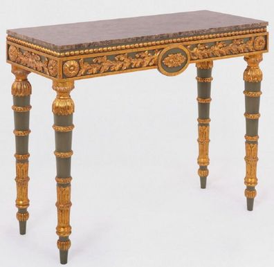 Casa Padrino Luxus Barock Konsole Grau / Antik Gold / Braun - Handgefertigter Massivh