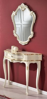 Casa Padrino Luxus Barock Konsole mit Wandspiegel Weiß / Gold - Handgefertigte Massiv