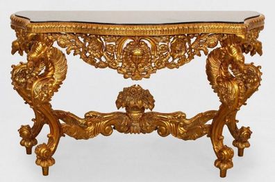 Casa Padrino Luxus Barock Konsole Gold / Schwarz - Handgefertigter Massivholz Konsole