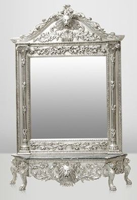 Casa Padrino Luxus Barock Spiegelkonsole Silber Lion - Luxus Wohnzimmer Möbel Konsole