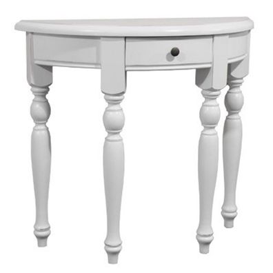 Casa Padrino Konsolentisch mit Schubladen Weiß - Halbmond Tisch - Sekretär Konsole