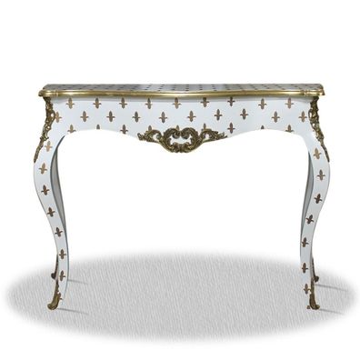 Casa Padrino Barock Konsole Weiß Gold 100 x 40 x H. 85 cm - Barock Konsolentisch