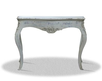 Casa Padrino Barock Konsole Vintage Weiß Silber 100 x 40 x H. 85 cm - Antik Stil Möbe