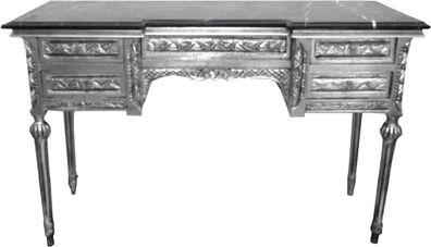 Casa Padrino Barock Konsole Silber mit Marmorplatte und 5 Schubladen 126 x 43 x H79 c
