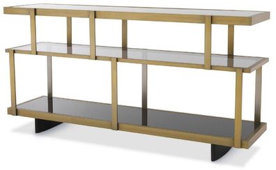 Casa Padrino Luxus Konsole Messingfarben / Schwarz 180 x 46 x H. 91 cm - Edelstahl Sc