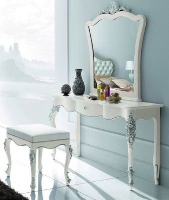 Casa Padrino Luxus Barock Schlafzimmer Set - 1 Barock Schminkkonsole & 1 Barock Wands