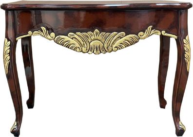 Casa Padrino Barock Konsole Mahagonibraun / Gold - Handgefertigter Massivholz Konsole