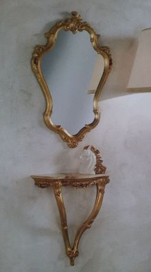 Casa Padrino Luxus Barock Möbel Set Gold - 1 Barock Wandkonsole & 1 Barock Wandspiege