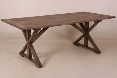 Casa Padrino Vintage Teak Esstisch Rustic Grey 210 x 100 cm - Landhaus Stil Tisch Tea