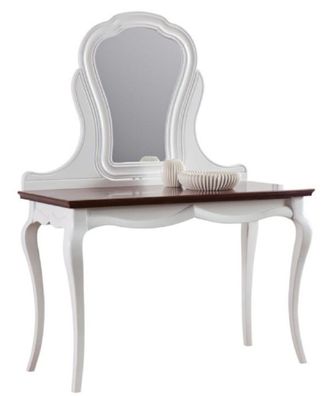 Casa Padrino Luxus Art Deco Schminktisch Weiß / Dunkelbraun 118 x 56,2 x H. 157,5 cm