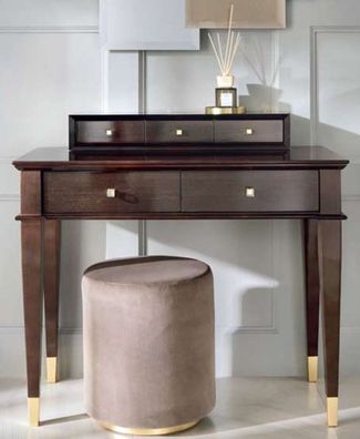 Casa Padrino Luxus Neoklassik Schminktisch mit 5 Schubladen Braun / Gold 100 x 50 x H