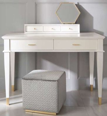 Casa Padrino Luxus Neoklassik Schminktisch mit 5 Schubladen Weiß / Gold 120 x 50 x H