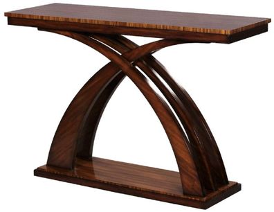 Casa Padrino Luxus Art Deco Konsole Dunkelbraun / Braun 120 x 40 x H. 80 cm - Mahagon