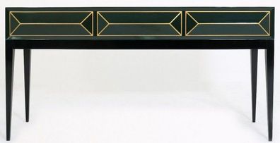 Casa Padrino Luxus Art Deco Konsole Schwarz / Grün / Gold 180 x 49 x H. 92 cm - Massi