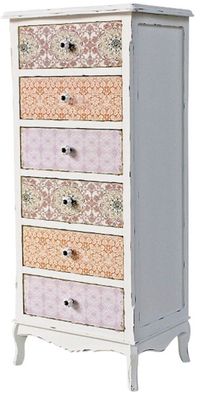 Casa Padrino Landhausstil Kommode Antik Weiß / Mehrfarbig 52 x 38 x H. 120 cm - Möbel