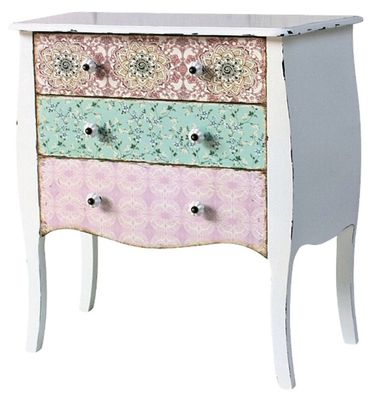Casa Padrino Landhausstil Kommode Antik Weiß / Mehrfarbig 75 x 38 x H. 76 cm - Shabby