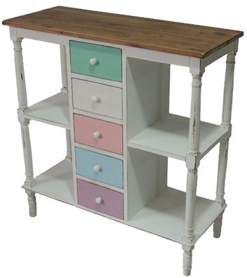 Casa Padrino Landhausstil Kommode Antik Weiß / Mehrfarbig 100 x 40 x H. 105 cm - Shab