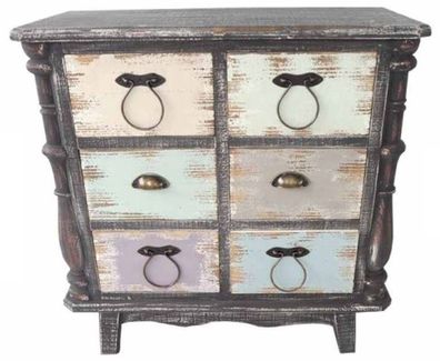 Casa Padrino Landhausstil Kommode Antik Schwarz / Mehrfarbig 80 x 38 x H. 79 cm - Kom