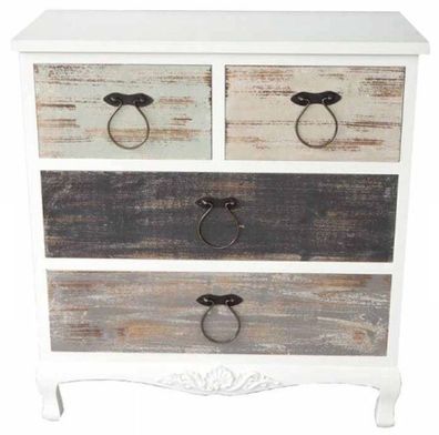 Casa Padrino Landhausstil Kommode Antik Weiß / Mehrfarbig 84 x 40 x H. 80 cm - Kommod