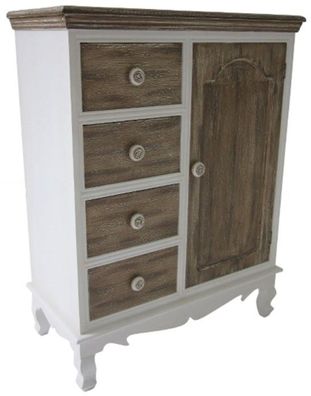 Casa Padrino Landhausstil Kommode Weiß / Braun 66 x 32 x H. 86 cm - Landhausstil Möbe