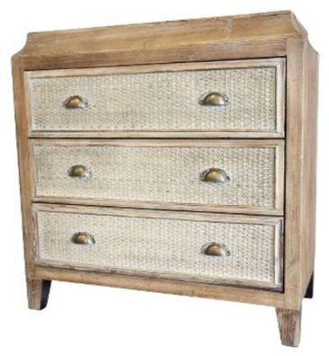 Casa Padrino Landhausstil Kommode mit 3 Schubladen Flachsfarben / Naturfarben 81 x 40