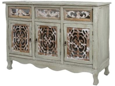 Casa Padrino Landhausstil Kommode mit 3 Türen und 3 Schubladen Antik Grau / Antik Bra
