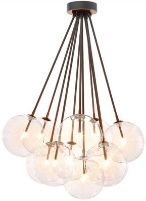 Casa Padrino Luxus Halogen Deckenleuchte Bronzefarben Ø 66 x H. 94,5 cm - Dimmbare De
