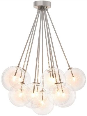 Casa Padrino Luxus Halogen Deckenleuchte Silber Ø 66 x H. 94,5 cm - Dimmbare Deckenla