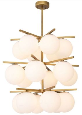 Casa Padrino Luxus Kronleuchter Antik Messingfarben / Weiß Ø 68 x H. 80 cm - Moderner