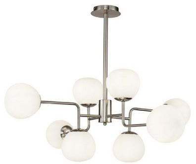 Casa Padrino Kronleuchter Silber / Weiß Ø 96 x H. 26,5 cm - Moderner Kronleuchter mit