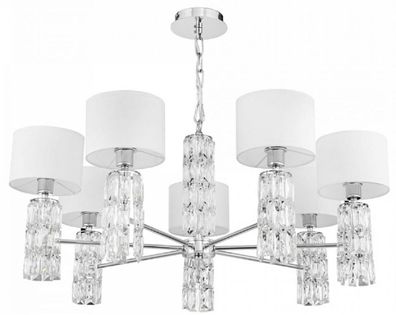 Casa Padrino Designer Kronleuchter Silber / Weiß Ø 80 x H. 37,2 cm - Moderner Metall