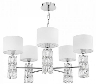 Casa Padrino Designer Kronleuchter Silber / Weiß Ø 70 x H. 37,2 cm - Moderner Metall