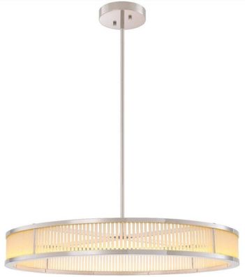 Casa Padrino Luxus LED Kronleuchter Silber / Weiß Ø 90 x H. 15 cm - Moderner runder d
