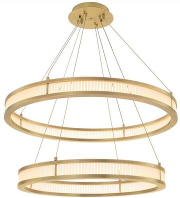 Casa Padrino Luxus LED Kronleuchter Antik Messingfarben / Weiß Ø 85 cm - Moderner run