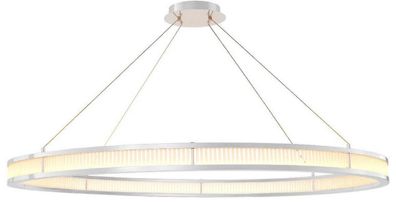 Casa Padrino Luxus LED Kronleuchter Silber / Weiß Ø 139 cm - Moderner runder Kronleuc