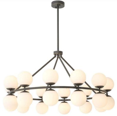 Casa Padrino Luxus Kronleuchter Bronzefarben / Weiß Ø 115 x H. 65 cm - Moderner Metal