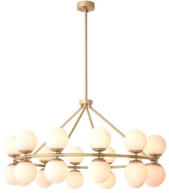 Casa Padrino Luxus Kronleuchter Antik Messingfarben / Weiß Ø 115 x H. 65 cm - Moderne