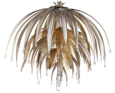 Casa Padrino Luxus Kronleuchter Palme Silber / Gold Ø 60 x H. 55 cm - Moderner Metall