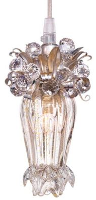 Casa Padrino Luxus LED Kronleuchter Silber / Gold Ø 10 x H. 19 cm - Moderner Glas Kro